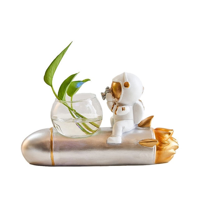 Astronaut & Scuba Diver Decorative Vase Resin + Glass Flowerpot Ornaments