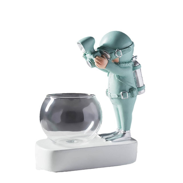Astronaut & Scuba Diver Decorative Vase Resin + Glass Flowerpot Ornaments